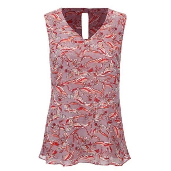 CAbi Good Luck Crane Sleeveless Blouse Mauve V-Neck Women's Size M - Picture 1 of 13